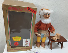 Vintage 1990 Telco Motion-ettes Christmas Animated Helper Elf w Bench Train Box picture