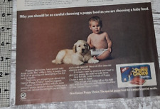 1976 Gaines Dog Food Vintage 1/2 Page Print Ad Puppy Choice Baby Diaper Cute picture