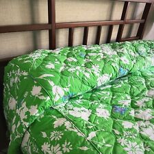 Vintage 1960s Green Floral Butterfly Twin Quilted Bedspread Set - Fieldcrest picture