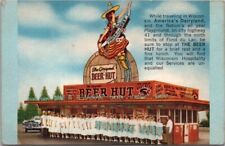 FOND DU LAC, Wisconsin Postcard THE BEER HUT Drive-In Restaurant c1950s Unused picture