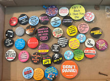Lot of ( 40 ) Vintage 1980's Novelty Pinback Buttons Humor picture