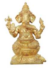 Lord Ganesha Statue Brass Ganpati Ji Idol Hindu God Religious Figurine 12.5 Inch picture