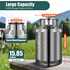 US 60L 15.8 Gallon Stainless Steel Milk Can Barrel Milk Jug Milk Bucket Storage picture