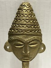 Brass African Tribal Face Wall Hook Single hook 6” tall picture