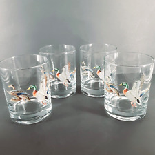 Vintage Signed Norman R. Wamer Mallard Duck Lowball Glasses 1960s / 4 picture