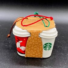 Starbucks Coffee Set of 4 Ceramic Christmas Holiday Ornaments 2011 2.5