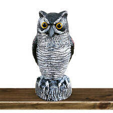 Owl Decoy w/ Rotating Head, Natural Enemy Scarecrow Fake Owl to Scare Birds Away picture