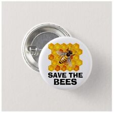 Save The Bees Button (25mm, 1', pins, badges, climate change, global warming) picture
