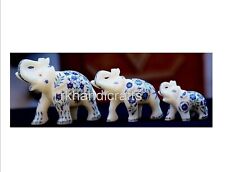 Set of 3 Piece Marble Elephant Statue Handmade Giftable Elephant for Diwali Gift picture