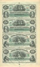 1872 dated State of South Carolina Uncut Obsolete Sheet - Broken Bank Notes - Pa picture