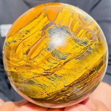 2.88lb Natural Gold Tiger’s Eye Stone Quartz Crystal Sphere Specimen Reiki picture