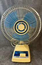 Vintage Tatung Blue Oscillating Desk Fan 2-Speed Model LE-9 Rotating Tested picture