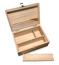 Medium Wooden Storage Box w/ Latching Lid, Rolling Jig & Adjustable Compartments picture