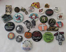 Mixed Lot Lapel Pins Pinbacks Buttons Sarcasm Halloween Rude Etc. picture