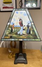 Vintage Dale Tiffany Hand-blown STAINED GLASS 21.5” Table Lamp: GOLFING Tee-Off picture