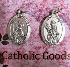 Saints Sts. Cyprian & St. Cornelius  - Silver tone Oxidized 1 inch Medal  picture