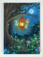 ACEO PRINT of original art "Gathering Glow" Fairy Lantern by melodie-maker picture