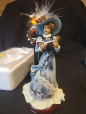 Thomas Kinkade Caroling Lady Figurine Holiday Serenade HERE WE COME A-CAROLING picture