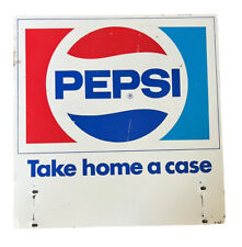 Large 1970's Pepsi Take Home a Case Double Sided Metal Sign 16 in x 16.5 in picture