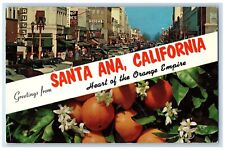 Santa Ana California Postcard Heart Orange Empire Shopping District 1966 Vintage picture