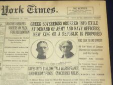 1923 DECEMBER 19 NEW YORK TIMES - GREEK SOVEREIGNS ORDERED INTO EXILE - NT 9230 picture