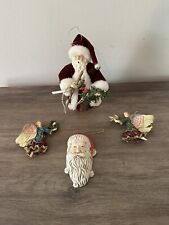 Lot of 4 Vintage Christmas Ornaments.  Santa Claus & Angels picture