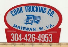 Vintage Cook Trucking Co Matewan WV Mack Dump Truck Coal Mining Sticker Decal picture