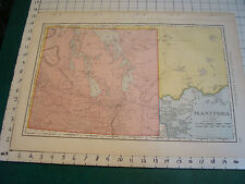 Vintage Original 1898 Rand McNally Map:  MANITOBA , 15 x 21