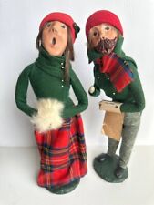 Vintage 1982 Byers Choice Carolers Traditional Woman With Muff&Man Coat Set Of 2 picture