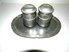 Vintage Pewter Tray Salt & Pepper Shakers  picture