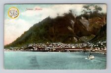 Juneau AK-Alaska, Aerial Of Town Area, Antique, Vintage Souvenir Postcard picture