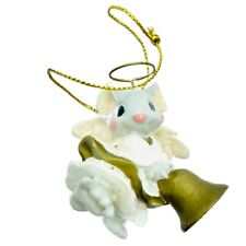 Vintage Ganz Little Cheezers Ornament Angel Mouse Gold Bell & Halo Handmade picture