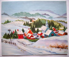 Snow Clad Village by James W Cox glitter vintage Christmas greeting card *BB11 picture