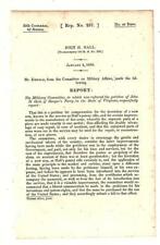 1838 Comte. Military Affairs: John H. Hall Compensation New Invention picture