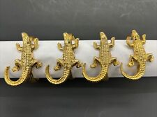 Alligator Brass Napkin Rings Set Of 4, 1-3/4” Tall, 2” Diameter picture