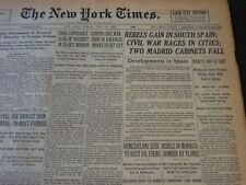 1936 JULY 20 NEW YORK TIMES - REBELS GAIN IN SOUTH SPAIN - NT 6722 picture