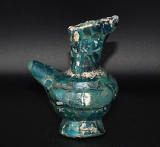 Authentic Ancient Roman Glass Bird Vessel with Blue Iridescent Patina picture