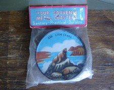 Oregon Coast Souvenir Coaster Set ~ Sea Lion Caves Pacific Ocean ~ Vintage Japan picture