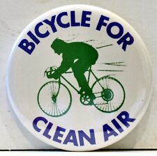 1970s Bicycle For Clean Air Climate Change Environmental Greenpeace Protest Pin picture