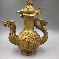 Chinese Culture  Dragon Phoenix Wine Pot Antiques Copper Home Furnishing Auspici picture