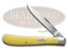 Case xx Knives Slimline Trapper Yellow Delrin Carbon Steel Pocket Knife 00031 picture
