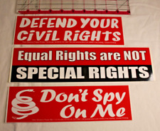 Civil rights Bumper Sticker lot of 3 Defend your civil rights, Don't spy on me  picture