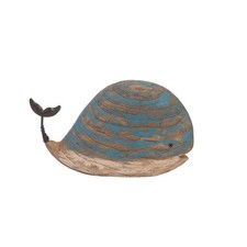 Beachcombers 9.84" Wood Turquoise Whale Decor Decoration, Blue picture