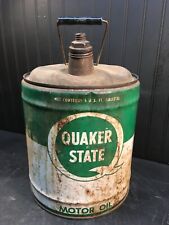 Vintage Quaker State 5 Gallon Motor Oil Can Plastic Handle 1970 picture