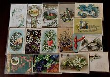 Pretty Lot of 15 Antique Greetings Postcards w. Lily of the Valley Flowers-w738 picture