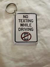 No Texting While Driving w Emoji & Drive Safely w Traffic Sign Key Ring Keychain picture