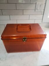 Vintage WIL-HOLD Wilson Plastic Amber Orange Sewing Box W/2 Trays picture
