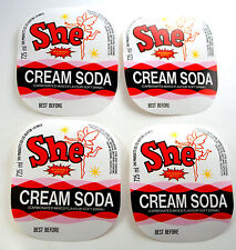 Set of 4 She Cream Soda Bottle Label NOS 1970s Fairy picture