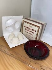 AVON 1876 CAPE COD COLLECTION RUBY RED DESSERT BOWL WITH BOX & 3 SOAPS picture