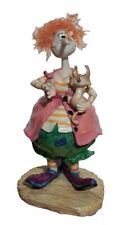 Whimsical Witch Polystone Holding Cat 12IN Big Nose Crazy Hair Big Feet Colorful picture